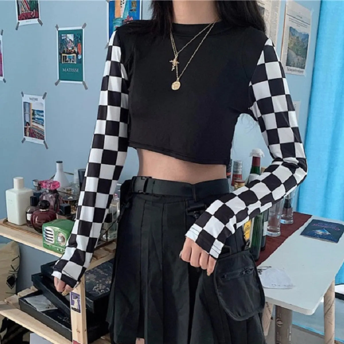 Harajuku Checkered Shirt - T-Shirts - 1