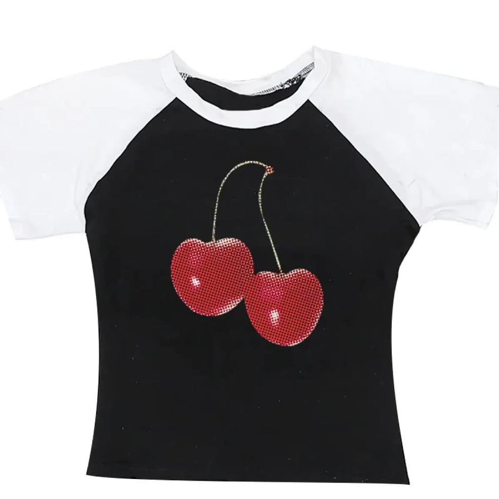 Harajuku Cherry Graphic Print T-Shirt - T-Shirts - 16
