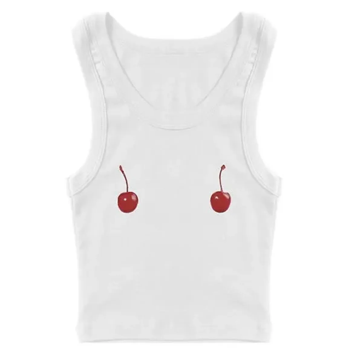Harajuku Cherry Tee - Sleeveless Streetwear Crop - T-Shirts - 1