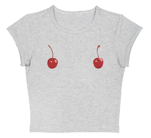 Harajuku Cherry Tee - Sleeveless Streetwear Crop - Gray / XL - T-Shirts - Shirts & Tops - 10 - 2024