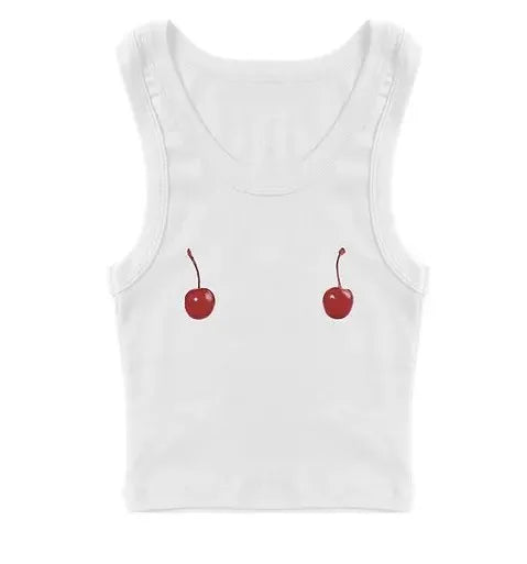 Harajuku Cherry Tee - Sleeveless Streetwear Crop - T-Shirts - Shirts & Tops - 11 - 2024