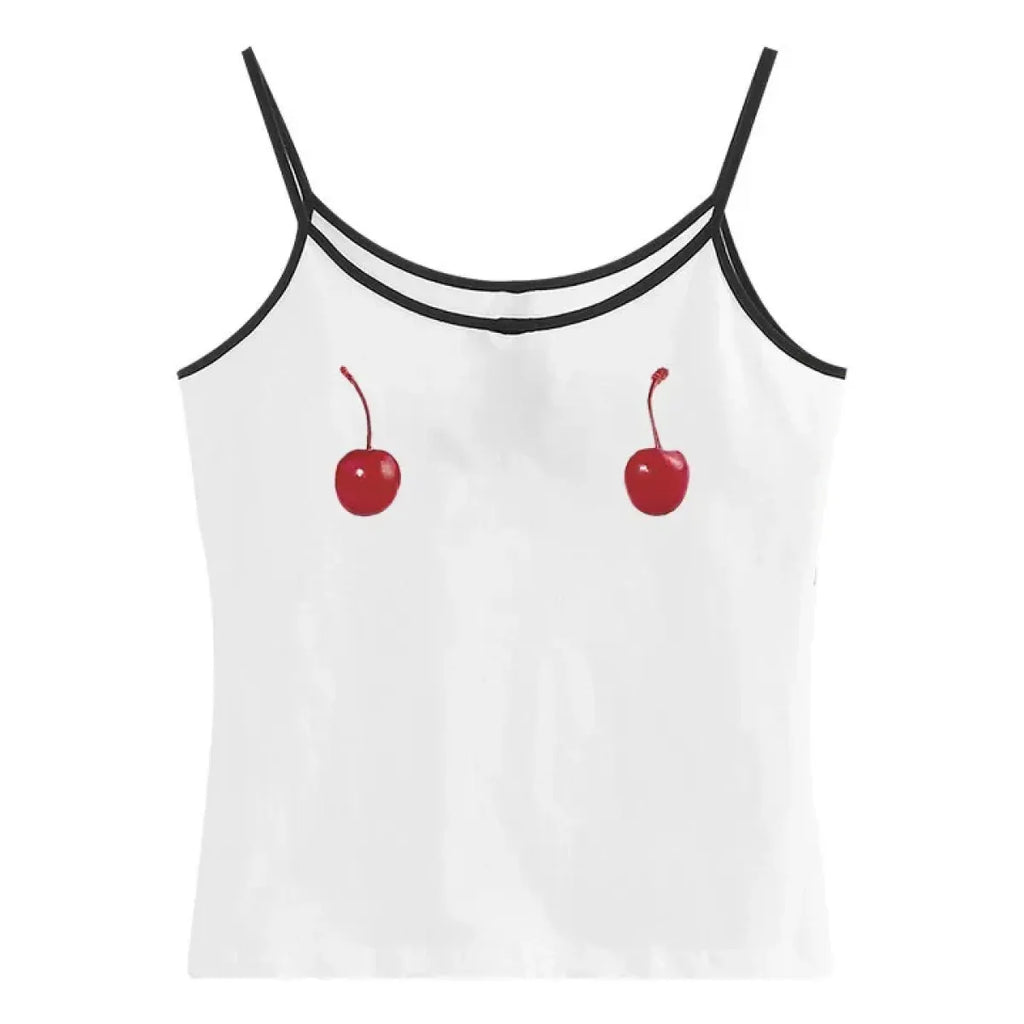 Harajuku Cherry Tee - Sleeveless Streetwear Crop - T-Shirts - 12