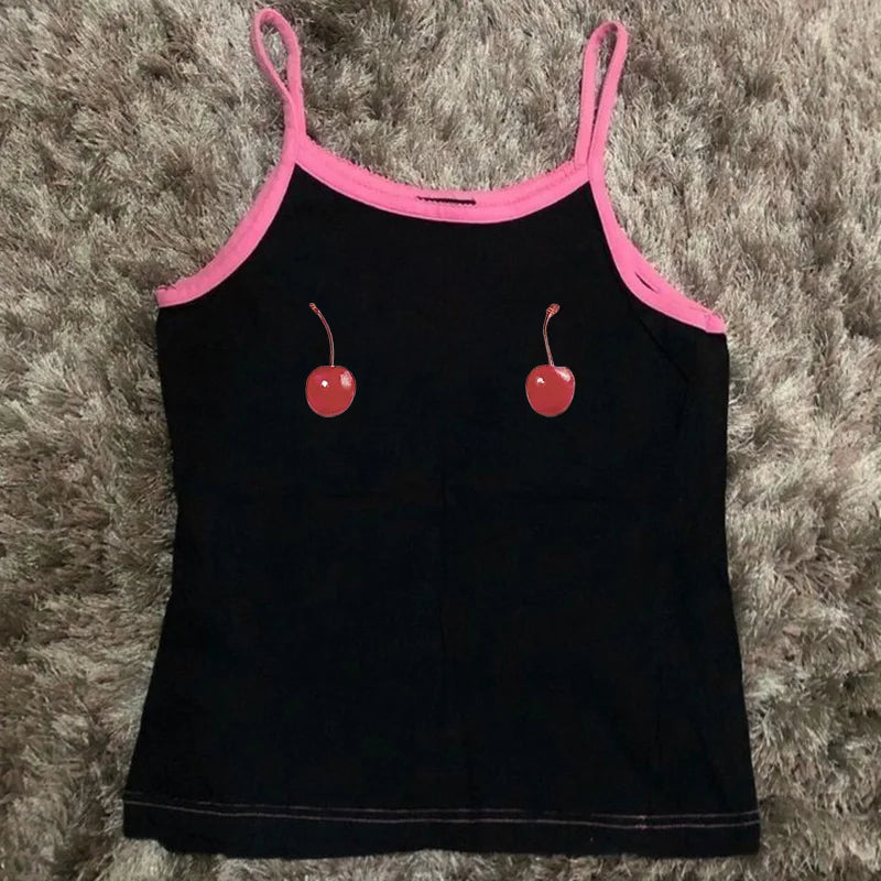 Harajuku Cherry Tee - Sleeveless Streetwear Crop - T-Shirts - Shirts & Tops - 14 - 2024