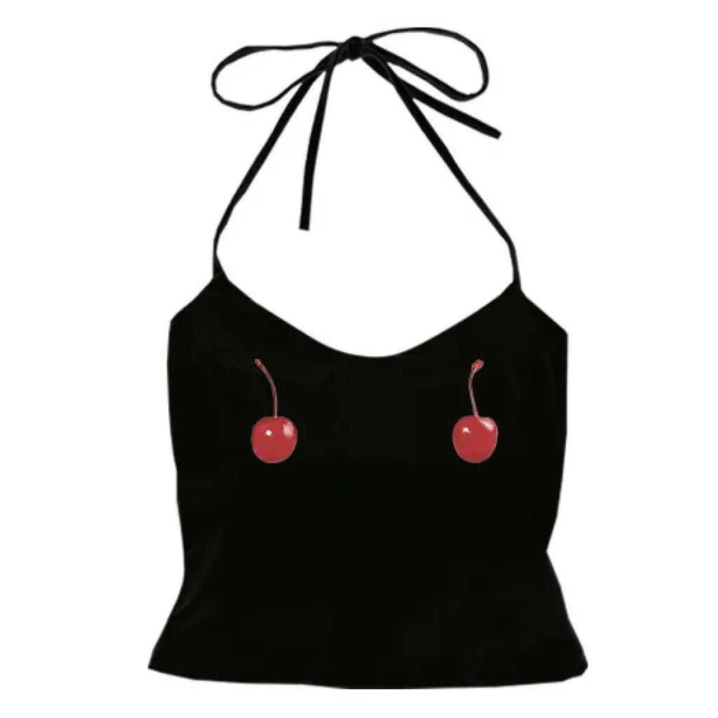 Harajuku Cherry Tee - Sleeveless Streetwear Crop - T-Shirts - 17