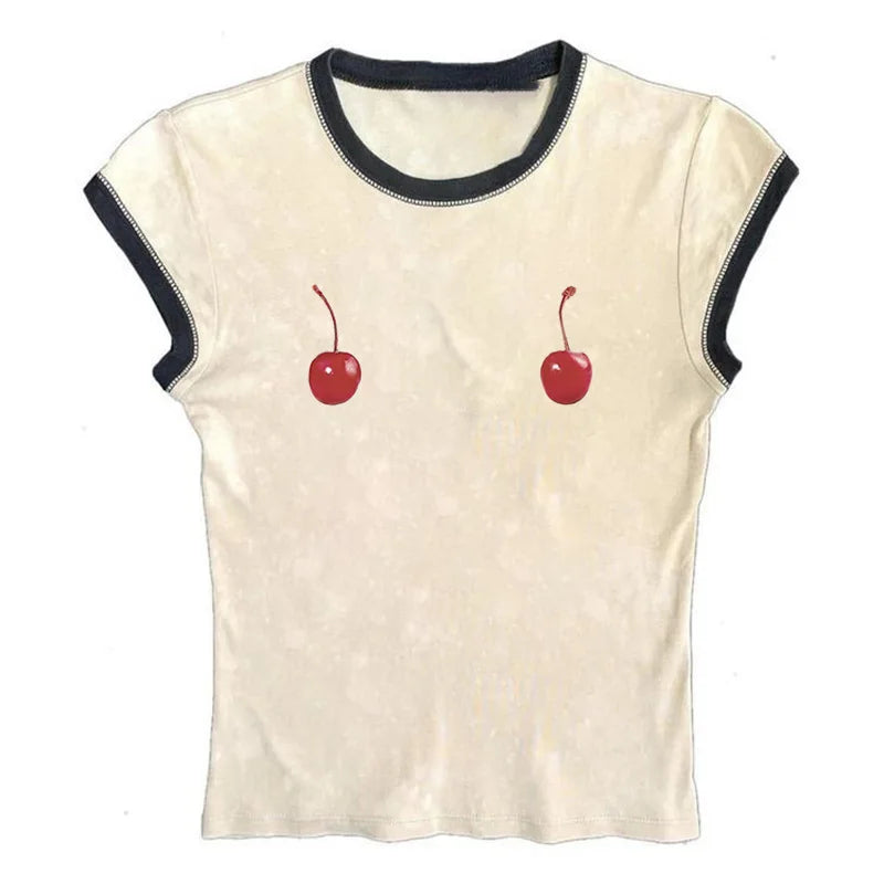 Harajuku Cherry Tee - Sleeveless Streetwear Crop - Beige / XL - T-Shirts - Shirts & Tops - 18 - 2024