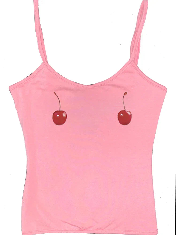 Harajuku Cherry Tee - Sleeveless Streetwear Crop - T-Shirts - Shirts & Tops - 23 - 2024