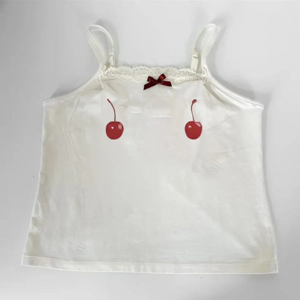 Harajuku Cherry Tee - Sleeveless Streetwear Crop - T-Shirts - 26