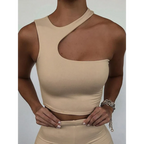 Harajuku Cutout One Shoulder Crop Top - Women’s Clothing & Accessories - Crop Tops - 1