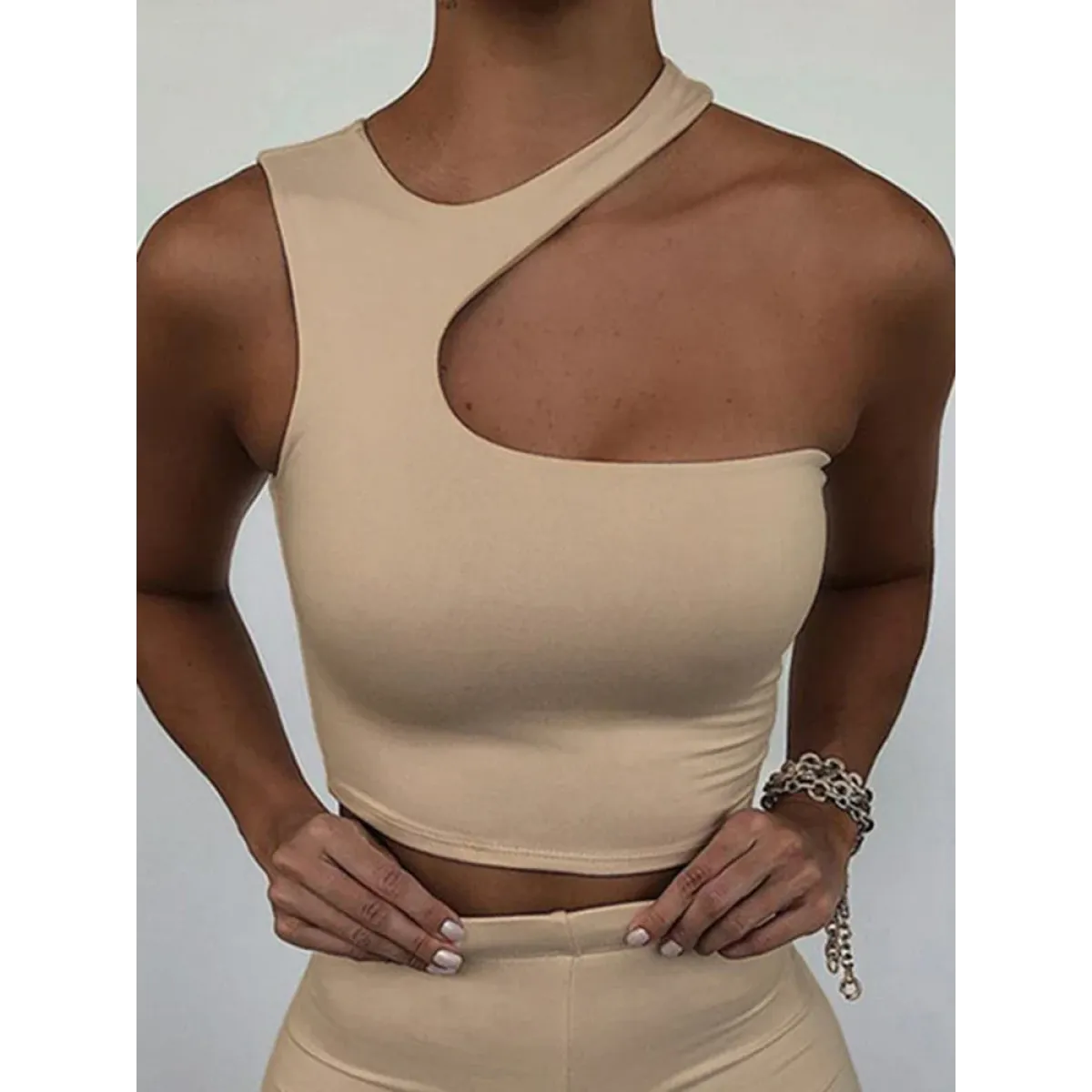 Harajuku Cutout One Shoulder Crop Top - Women’s Clothing & Accessories - Crop Tops - 1