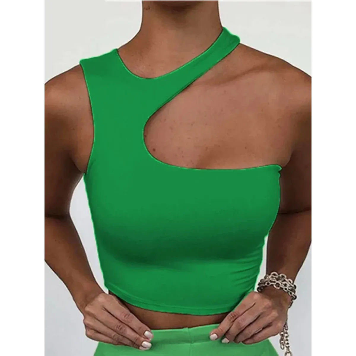 Harajuku Cutout One Shoulder Crop Top - Women’s Clothing & Accessories - Crop Tops - 2