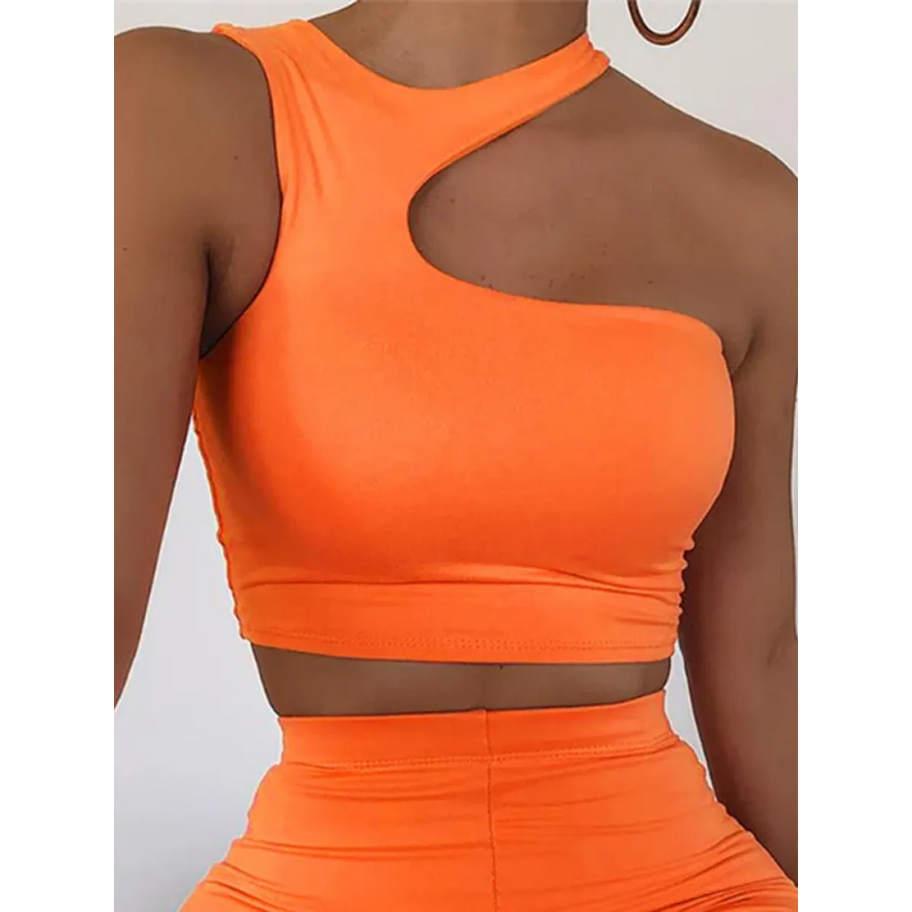 Harajuku Cutout One Shoulder Crop Top - Women’s Clothing & Accessories - Crop Tops - 3