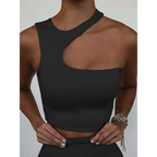 Harajuku Cutout One Shoulder Crop Top - Women’s Clothing & Accessories - Crop Tops - 6