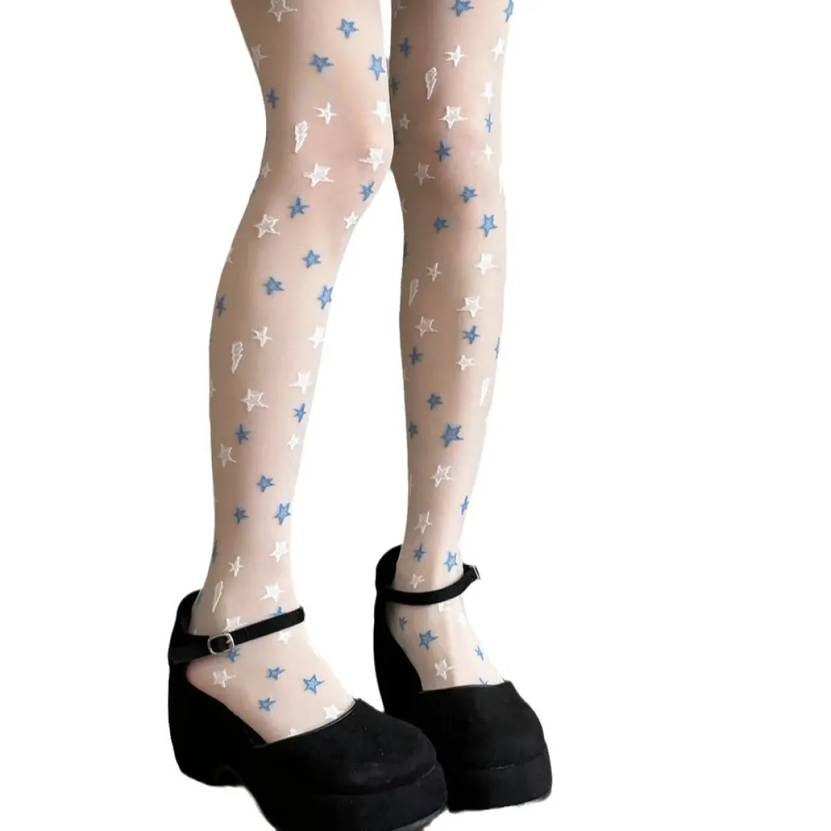 Sheer Star Print Tights – Harajuku Fairy Kei Kawaii Aesthetic - Socks & Hosiery - Stockings - 3