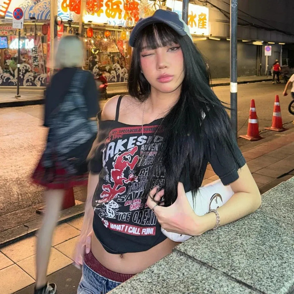 Harajuku Gothic Off-Shoulder T-Shirt - T-Shirts - Women T-shirts - 8