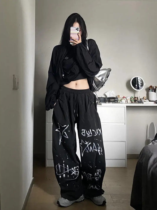 Gothic Punk Harajuku Graffiti Print Sweatpants - Bottoms - Pants - 1 - 2024