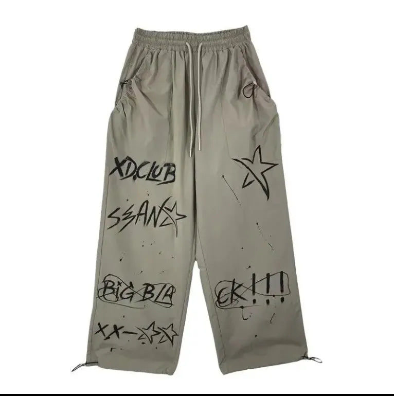 Gothic Punk Harajuku Graffiti Print Sweatpants - Gray / S - Bottoms - Pants - 8 - 2024