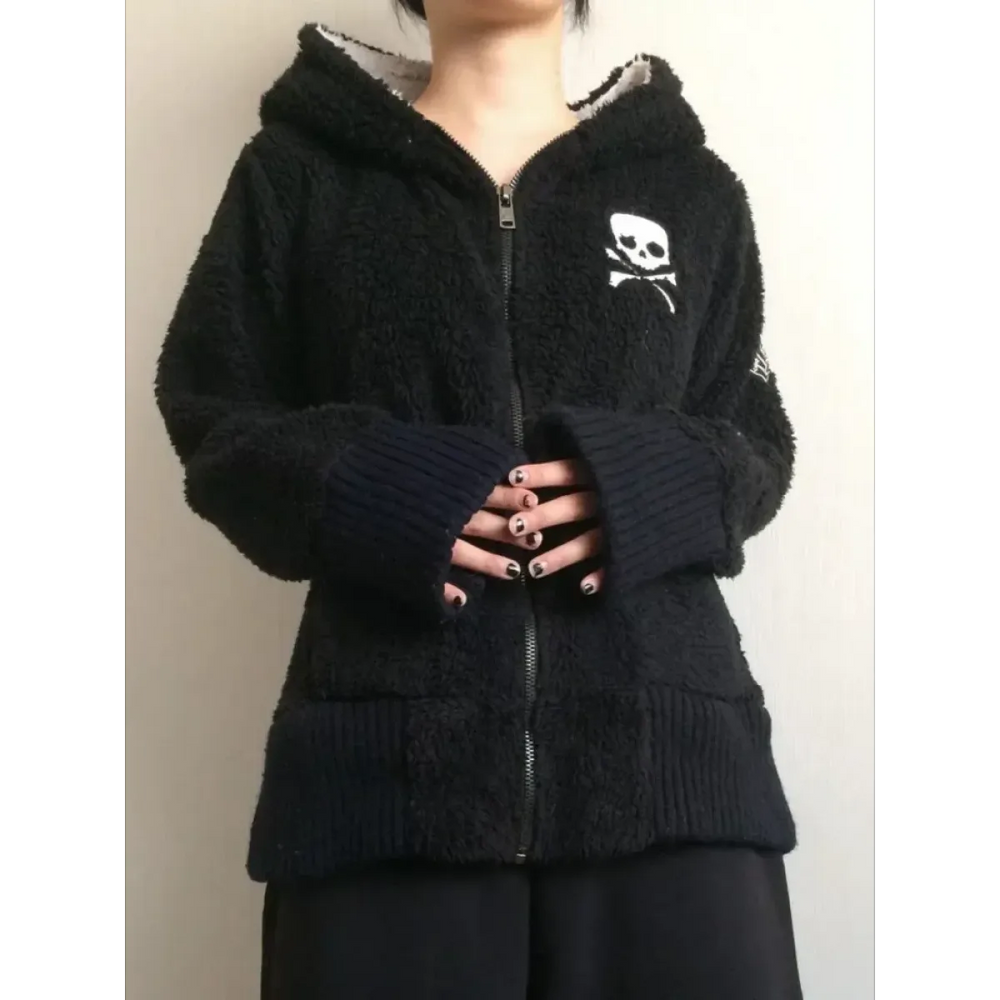 Harajuku Grunge Skull Zip Hoodie - Hoodies & Sweatshirts - Women Hoodies - 1