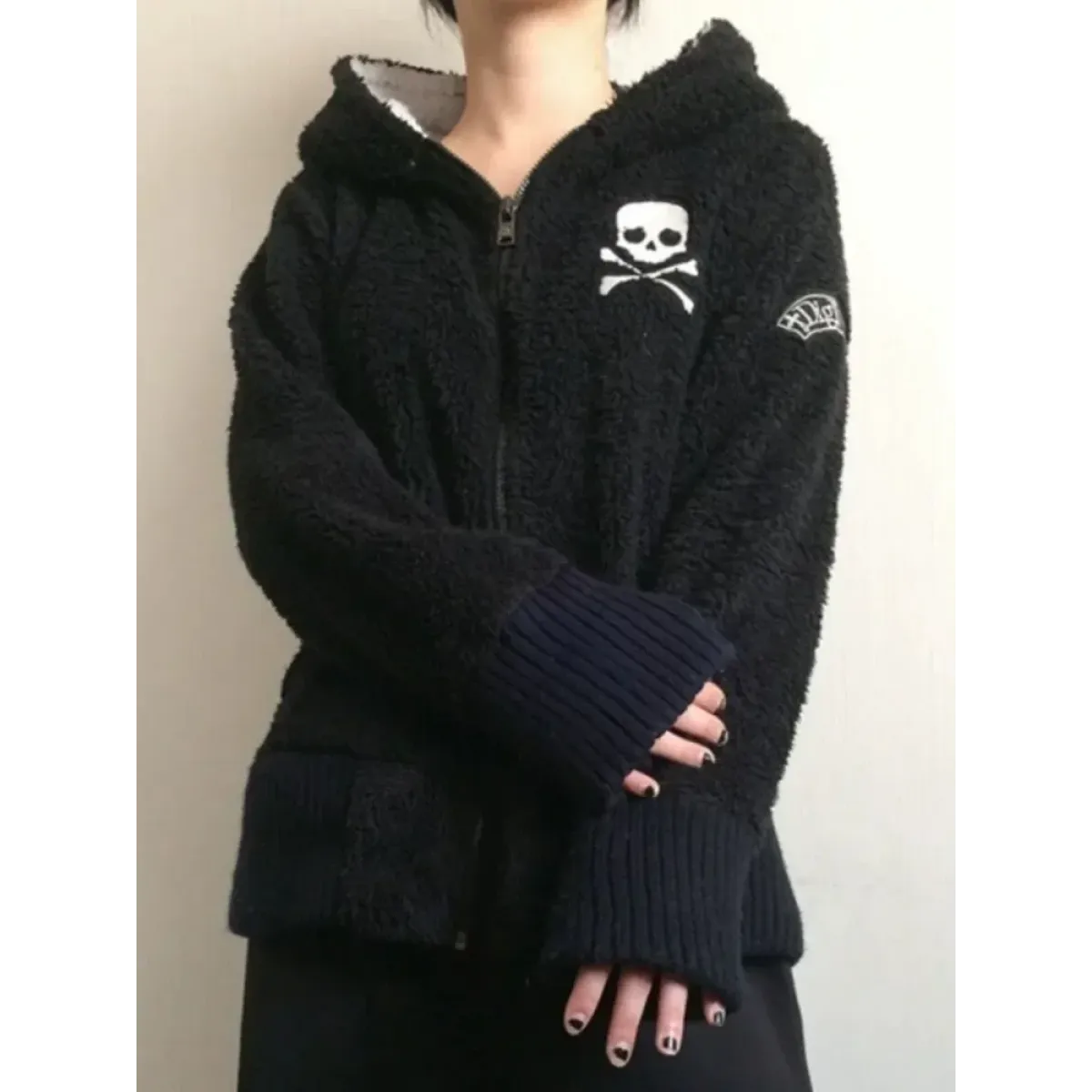 Harajuku Grunge Skull Zip Hoodie - Hoodies & Sweatshirts - Women Hoodies - 2