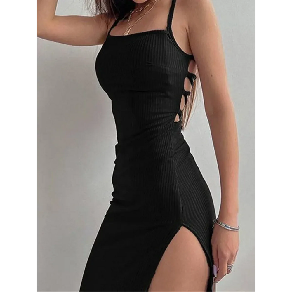 Harajuku High Split Bodycon Dress - All Dresses - bodycon - 1