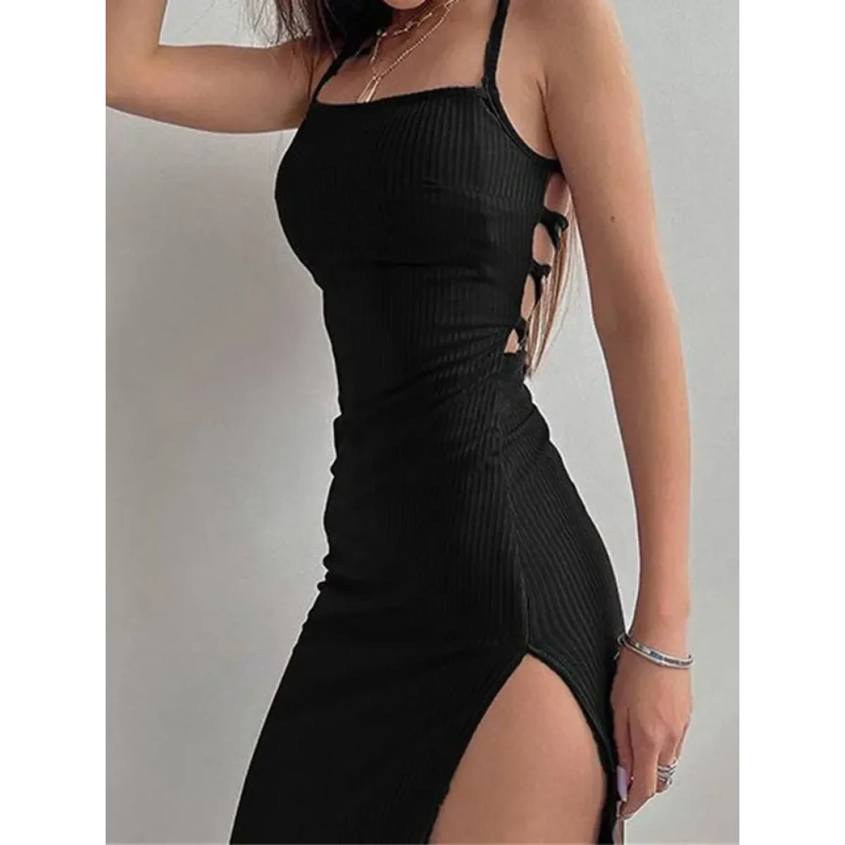 Harajuku High Split Bodycon Dress - All Dresses - bodycon - 1