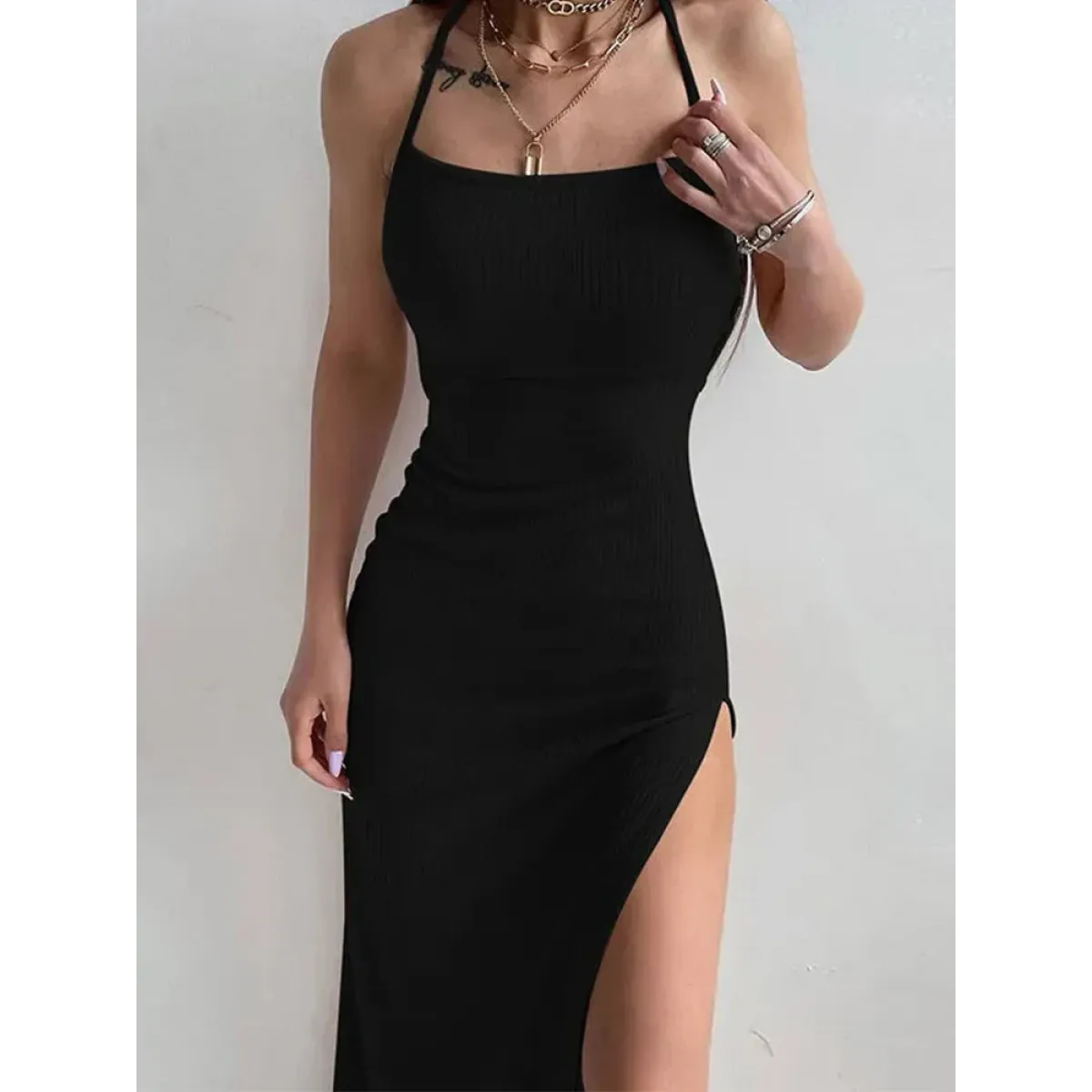 Harajuku High Split Bodycon Dress - All Dresses - bodycon - 4