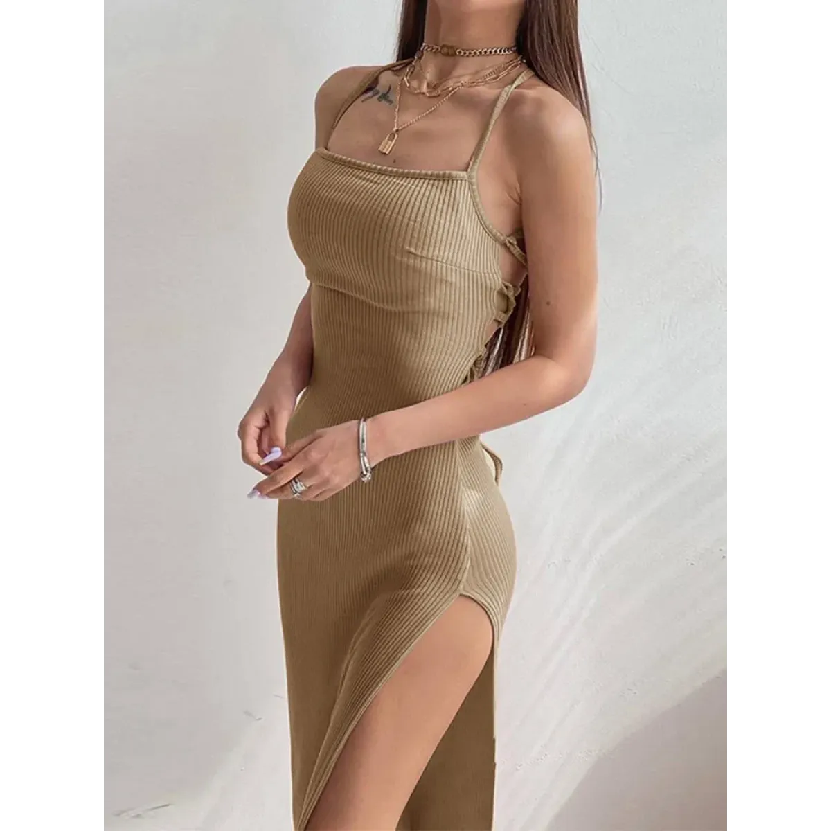 Harajuku High Split Bodycon Dress - All Dresses - bodycon - 6