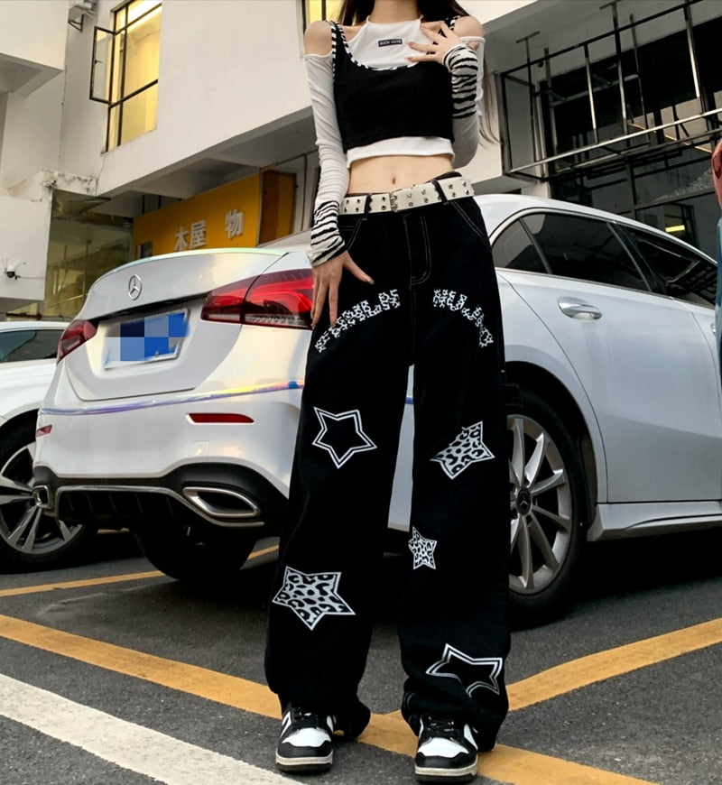 Harajuku-Inspired Retro Star Print Trousers - Bottoms - Clothing - 3 - 2024