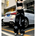 Harajuku-Inspired Retro Star Print Trousers - Bottoms - 3