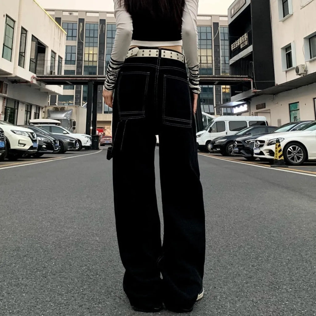 Harajuku-Inspired Retro Star Print Trousers - Bottoms - 4