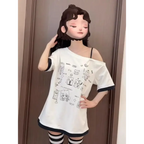 Harajuku Kawaii Cartoon Print Loose Tee – Gothic Sweet Style - T-Shirts - Short - Crew - T-Shirts - 10