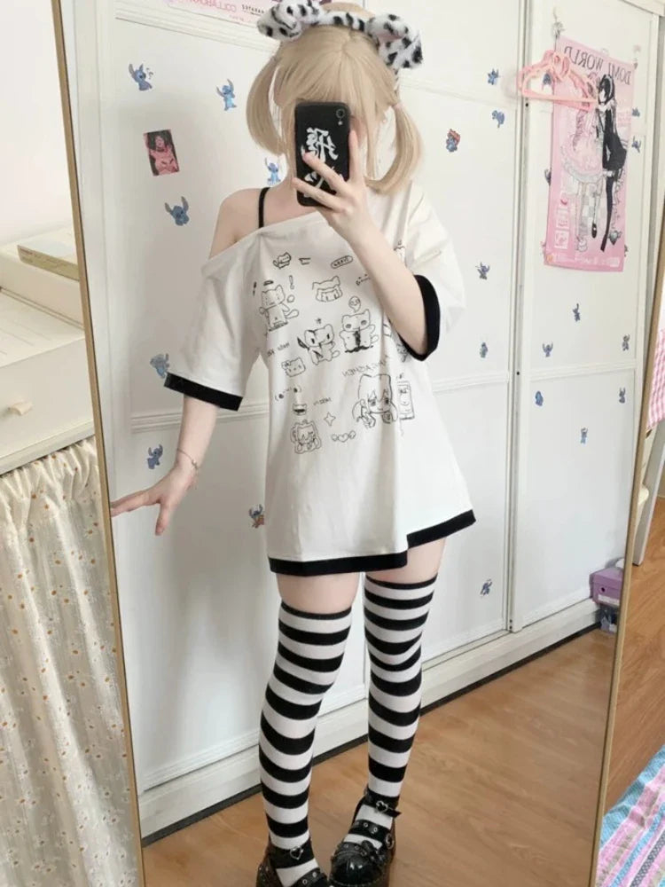 Harajuku Kawaii Cartoon Print Loose Tee – Gothic Sweet Style - T-Shirts - T-Shirts - 2025 - 5 - Worldwide Shipping