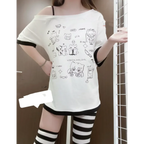 Harajuku Kawaii Cartoon Print Loose Tee – Gothic Sweet Style - T-Shirts - Short - Crew - T-Shirts - 9