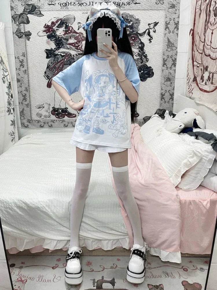 Harajuku Kawaii Cartoon Print T-Shirt - T-Shirts - Shirts & Tops - 3 - 2024