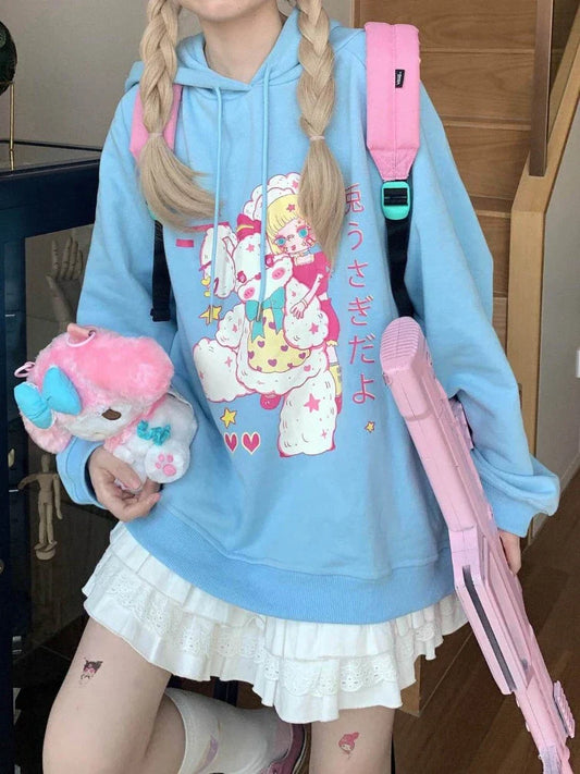 Harajuku Kawaii Hoodie - Cute Cartoon Print Oversized Sweatshirt - T-Shirts - Shirts & Tops - 1 - 2024