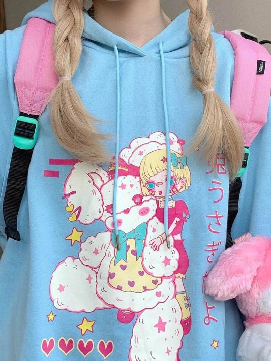 Harajuku Kawaii Hoodie - Cute Cartoon Print Oversized Sweatshirt - T-Shirts - Shirts & Tops - 2 - 2024