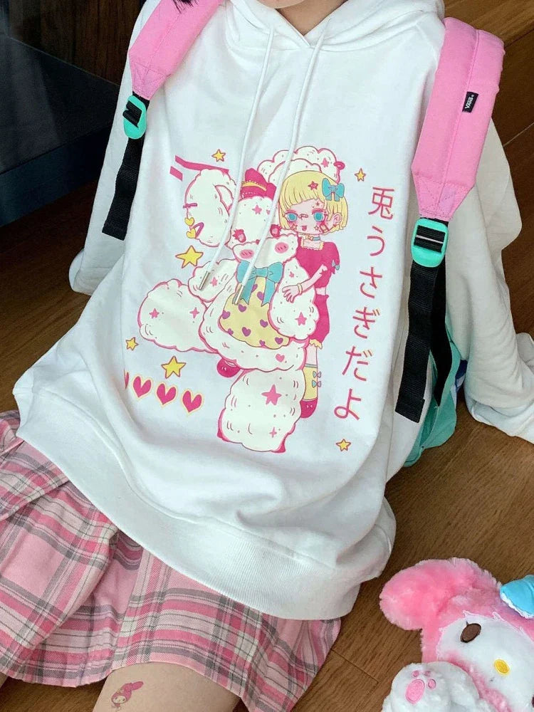 Harajuku Kawaii Hoodie - Cute Cartoon Print Oversized Sweatshirt - T-Shirts - Shirts & Tops - 3 - 2024