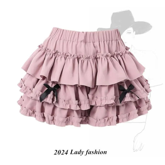 Harajuku Kawaii Lolita Mini Skirt – High Waist Ruffle Cake Layer - Pink / XS - Bottoms - 2025 - 8 - Worldwide Shipping