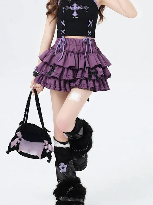 Harajuku Kawaii Lolita Mini Skirt – High Waist Ruffle Cake Layer - Bottoms - 2025 - 2 - Worldwide Shipping