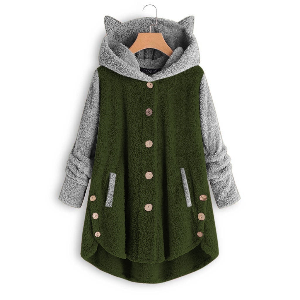 Harajuku Kitty Cat Fleece Hoodie - Green / S - Women’s Clothing & Accessories - Shirts & Tops - 8 - 2024