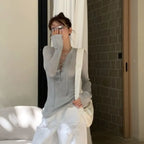 Glitter Lace-Up V-Neck Top – Y2K E-Girl Harajuku Knit Pullover - T-Shirts - Long - V-neck - Tops - 3