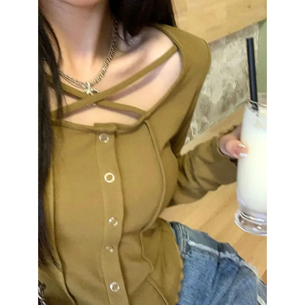 Harajuku Korean Style Slim Long Sleeve T-shirt - Sexy Streetwear Top - T-Shirts - 4