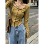 Harajuku Korean Style Slim Long Sleeve T-shirt - Sexy Streetwear Top - T-Shirts - 5