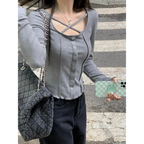 Harajuku Korean Style Slim Long Sleeve T-shirt - Sexy Streetwear Top - T-Shirts - 3