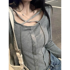 Harajuku Korean Style Slim Long Sleeve T-shirt - Sexy Streetwear Top - T-Shirts - 1