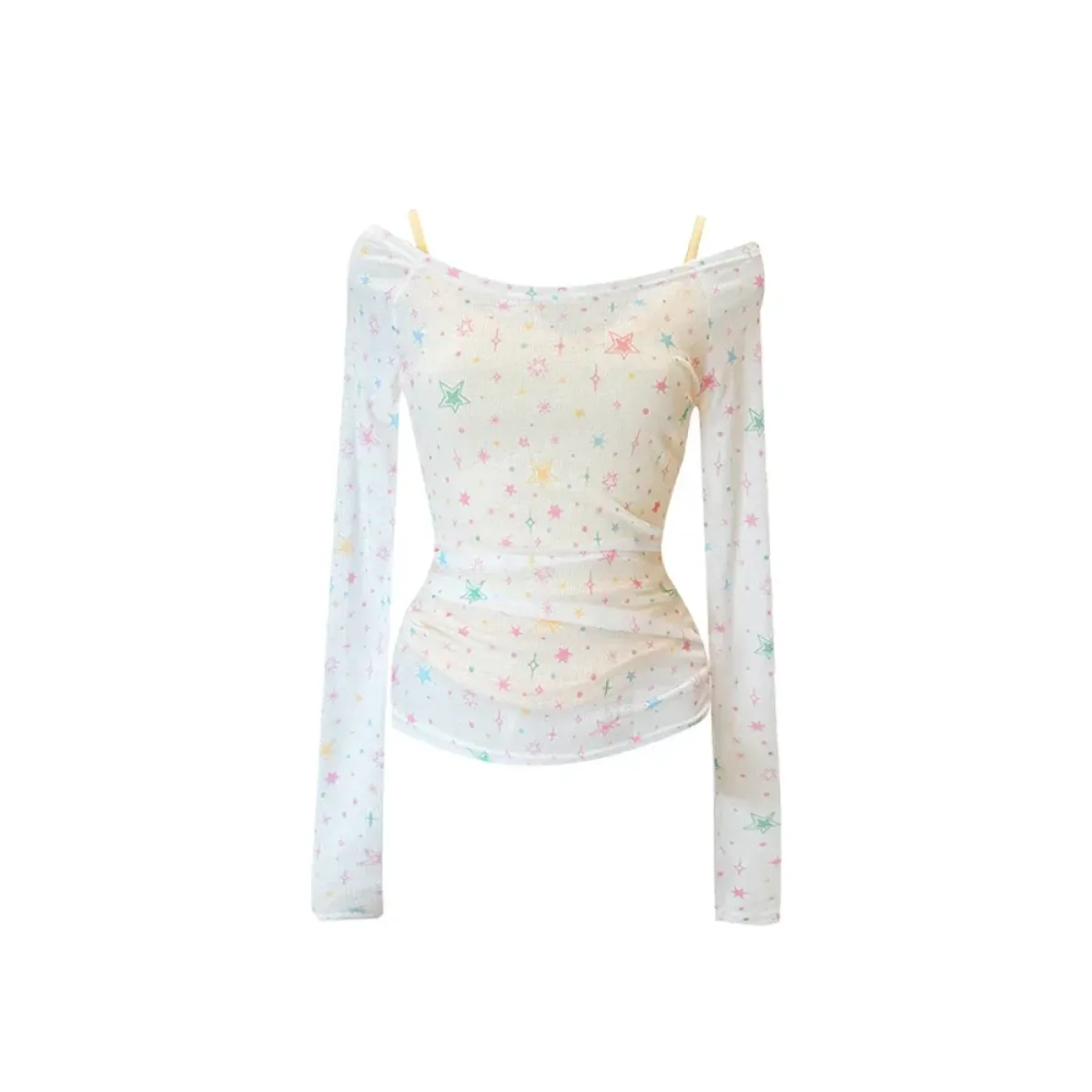 White Star Tee - Harajuku Korean Y2K Fit - Early Spring Collection - Short - Other - Blouse - 7