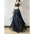 Harajuku Lace Bow A-Line Skirt - Bottoms - Skirts - 3