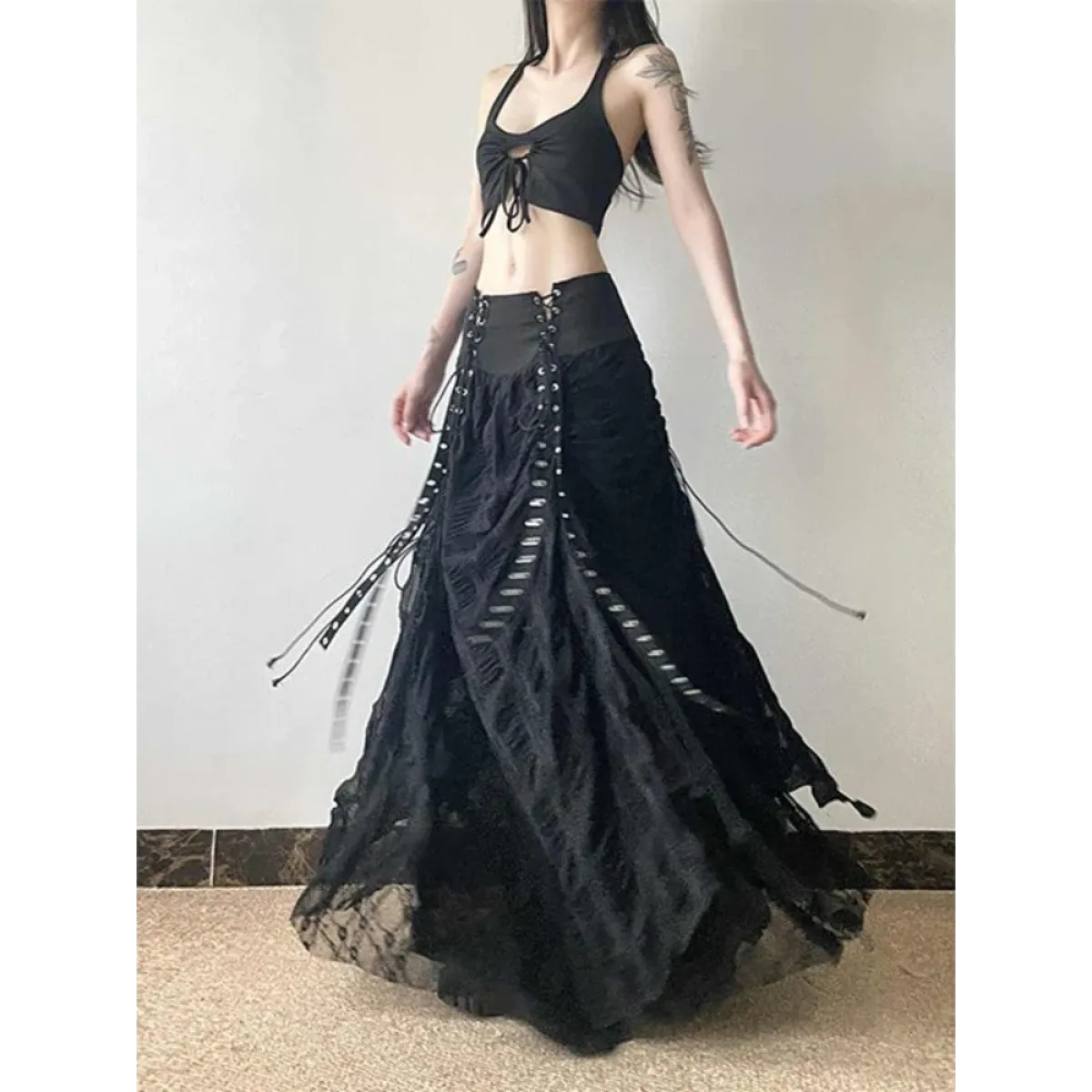 Harajuku Lace Bow A-Line Skirt - Bottoms - Skirts - 3