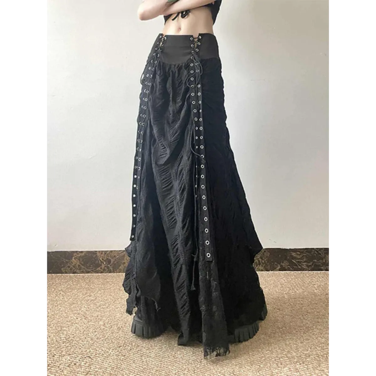 Harajuku Lace Bow A-Line Skirt - Bottoms - Skirts - 5