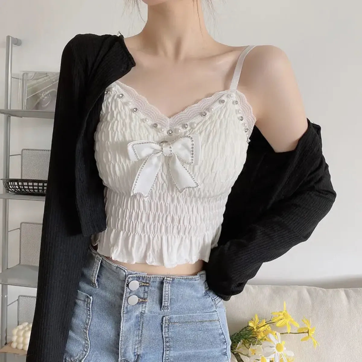 Harajuku Lace Bow Crop Top - Women’s Clothing & Accessories - Crop Tops - 21