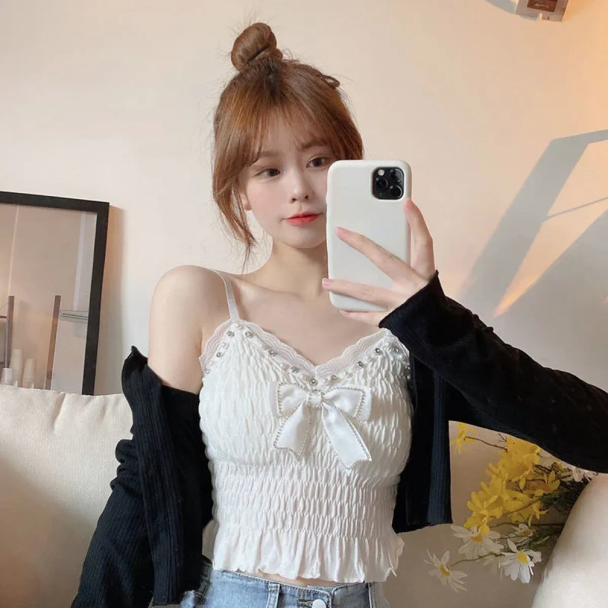 Harajuku Lace Bow Crop Top - Women’s Clothing & Accessories - Crop Tops - 22